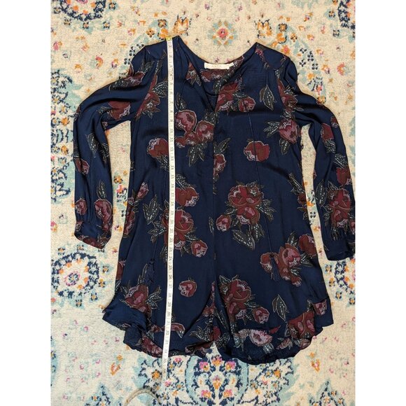 NWT ASTR the Label Navy and Burgundy Floral Long Sleeve Romper - S - Picture 9 of 14